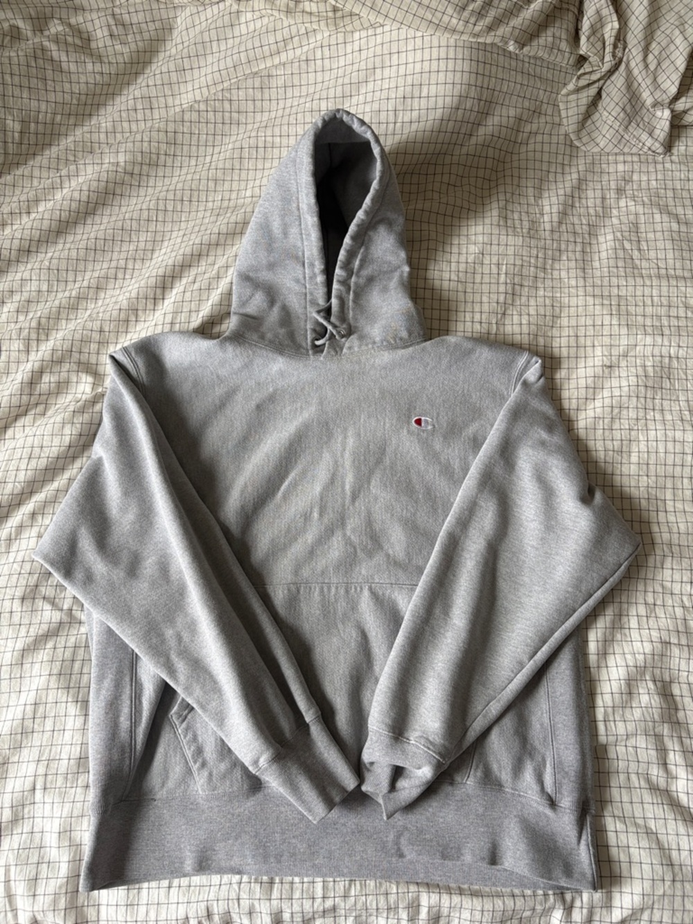 Champion Light Gray Pullover Hoodie with Small Chest Logo